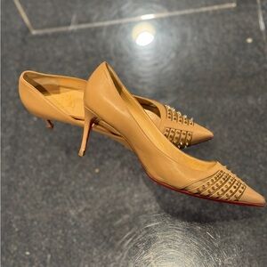 Christian Louboutin Tan Studded Heels